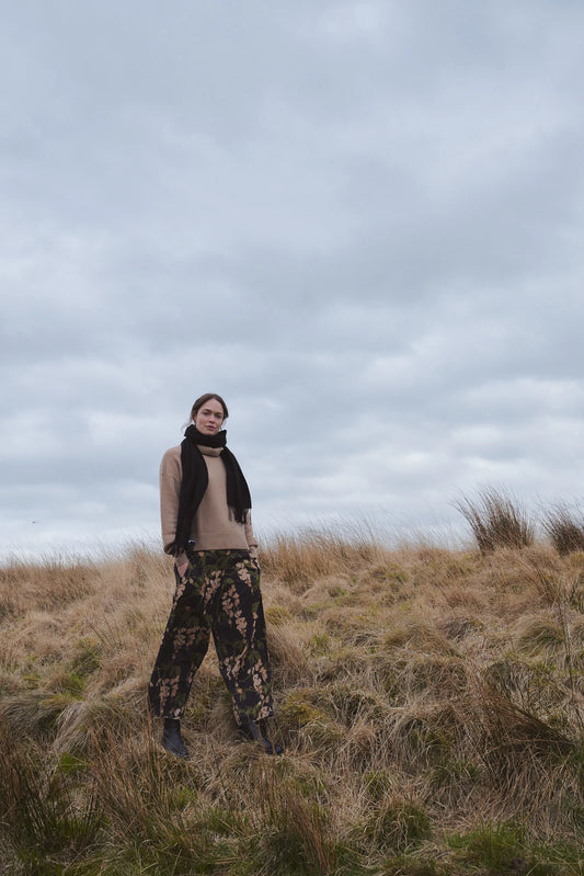 Wisteria black needlecord barrel trousers