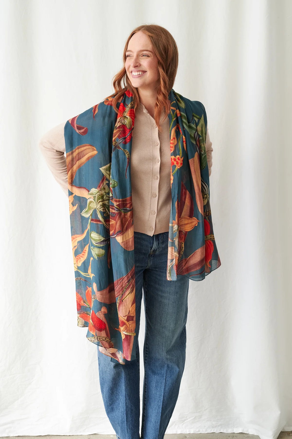 Orchid Teal Scarf