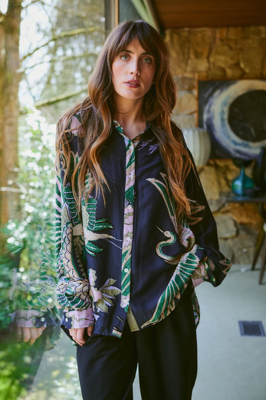 Crane emerald oversized shirt