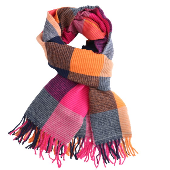 Pleated Check Scarf