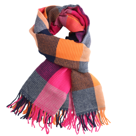 Pleated Check Scarf