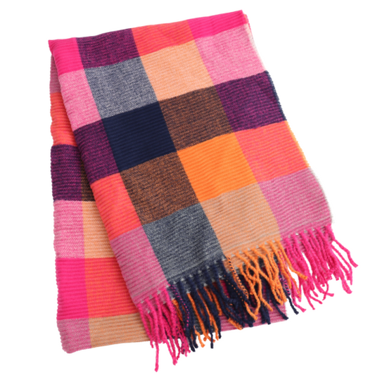 Pleated Check Scarf
