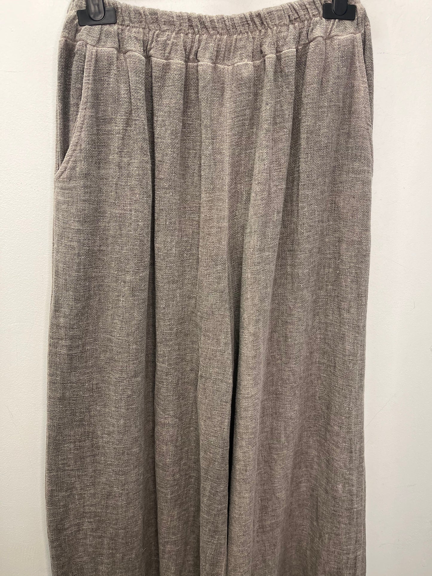 Washed linen wide leg trousers