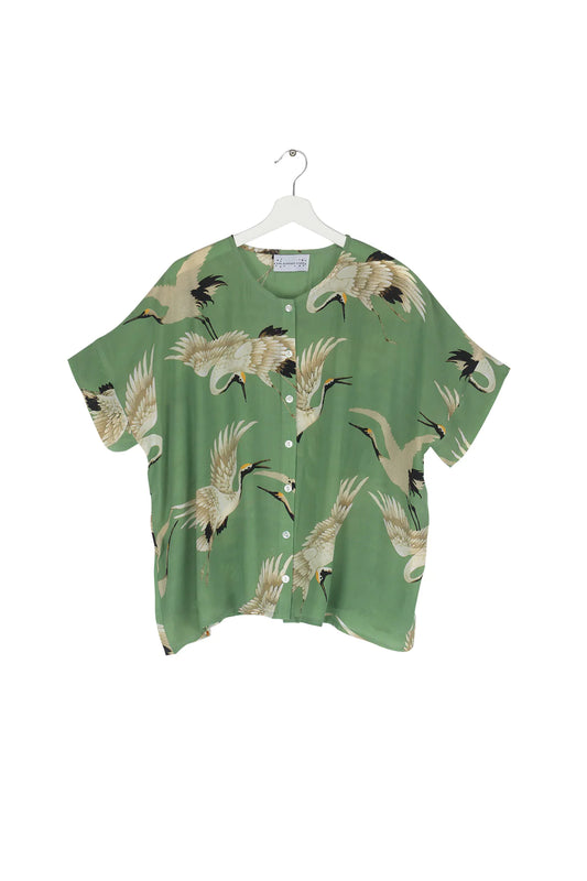 Stork Pea green tea blouse