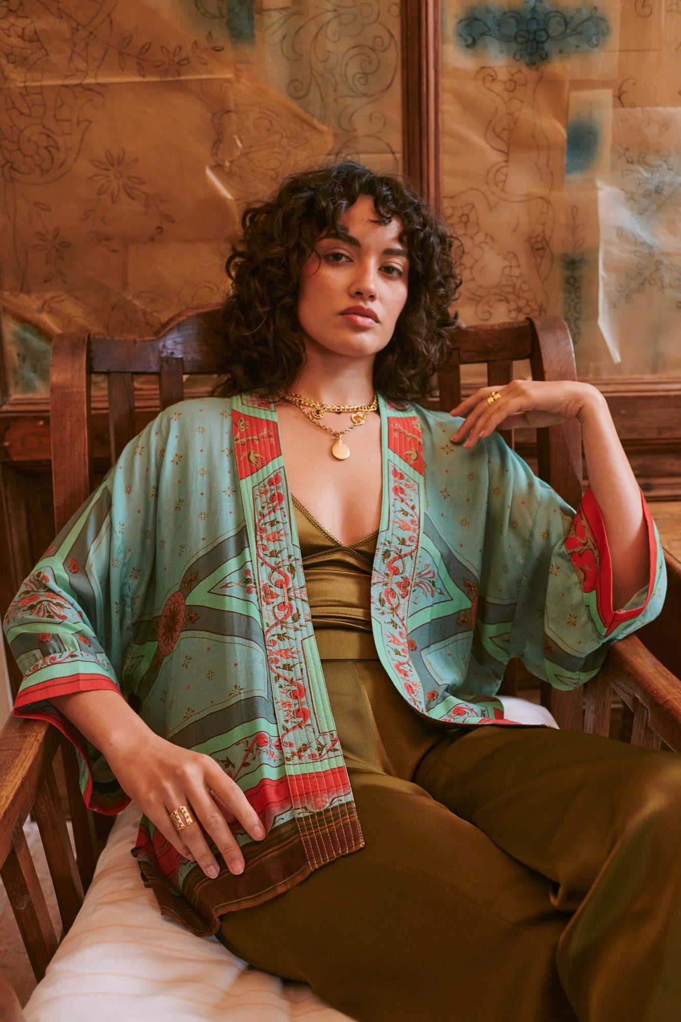 Fleur de Lys Aqua Kimono