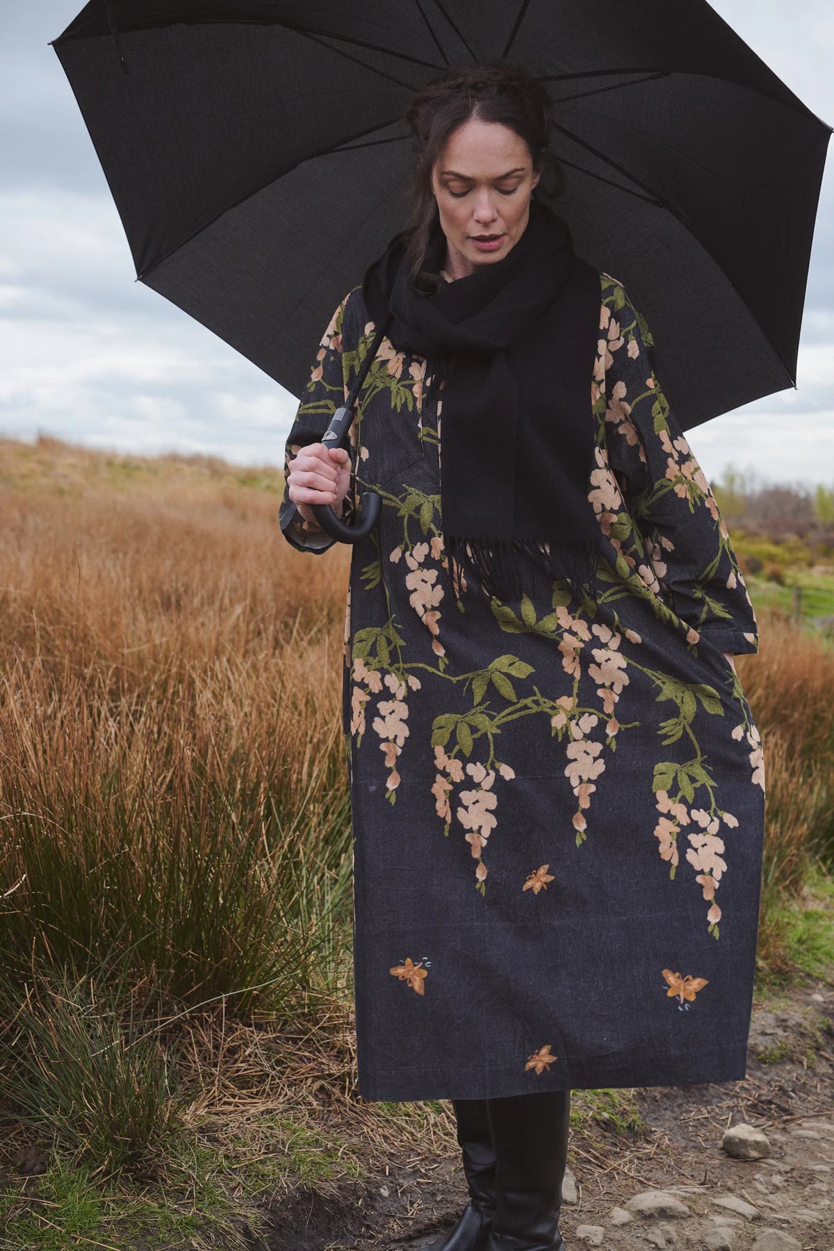 Wisteria black needlecord pocket dress