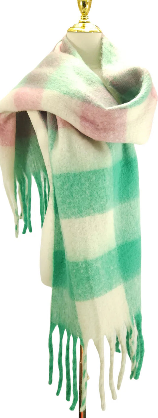 Chunky check tassel scarf