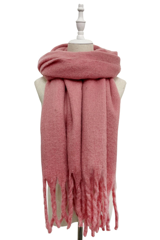 Cosy plain blanket tassel scarf