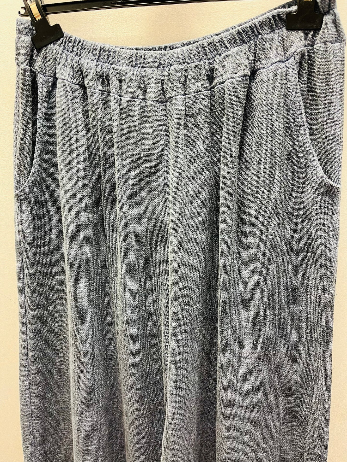 Washed linen wide leg trousers