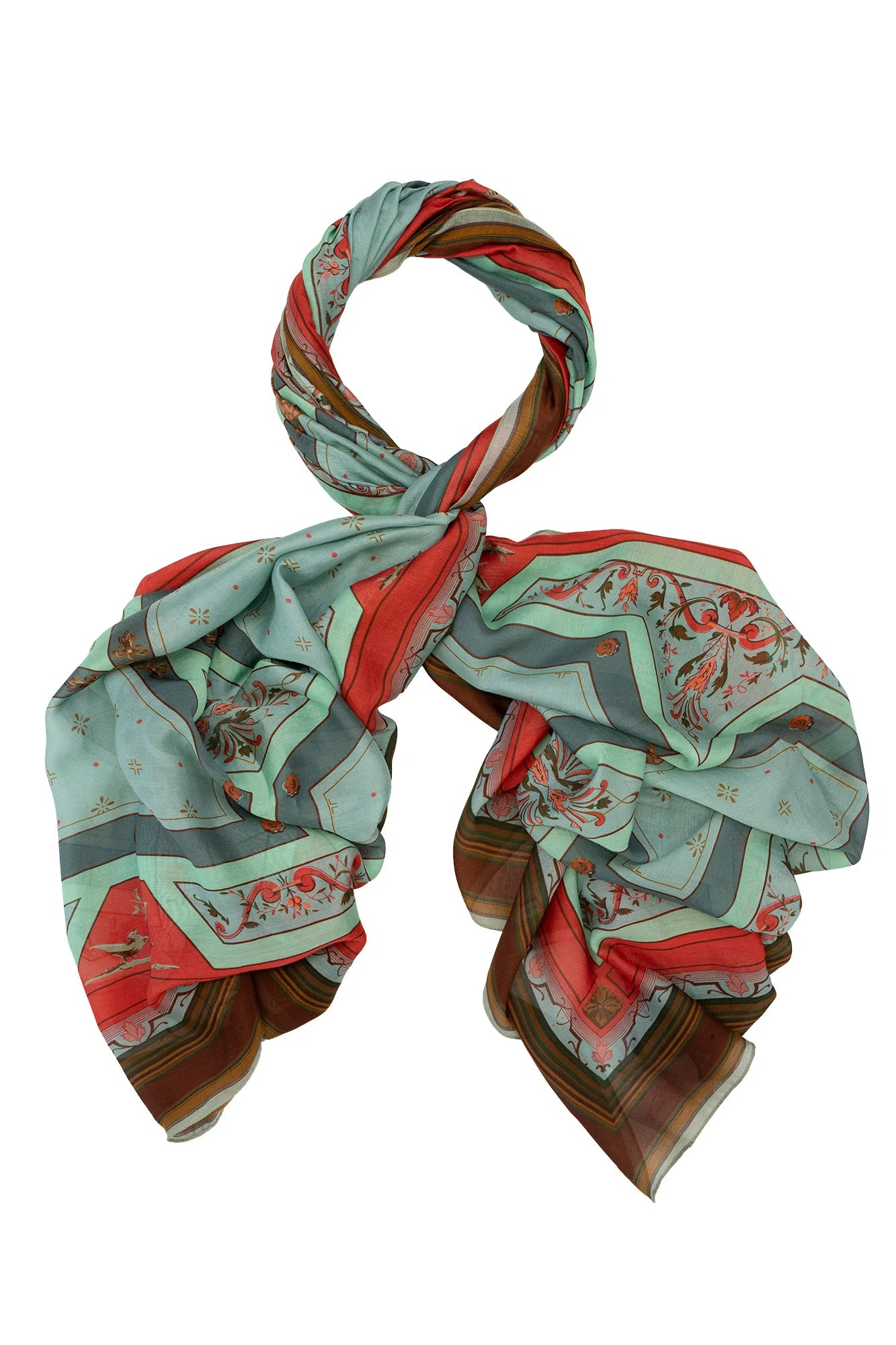 Fleur de Lys Aqua Scarf