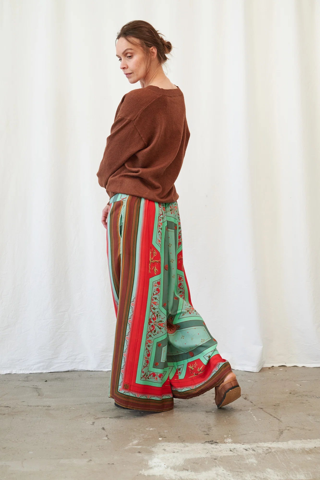 Fleur de Lys Aqua Palazzo Pants