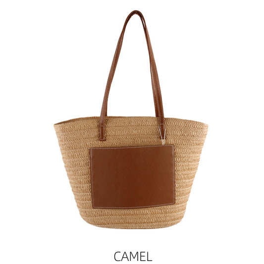 Front Pocket Straw Bag
