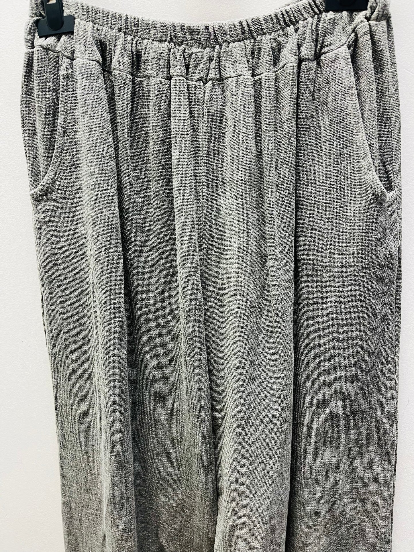 Washed linen wide leg trousers