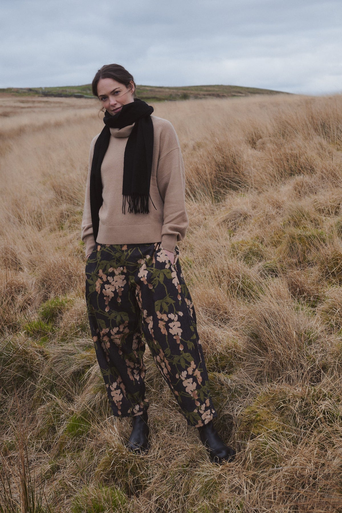 Wisteria black needlecord barrel trousers