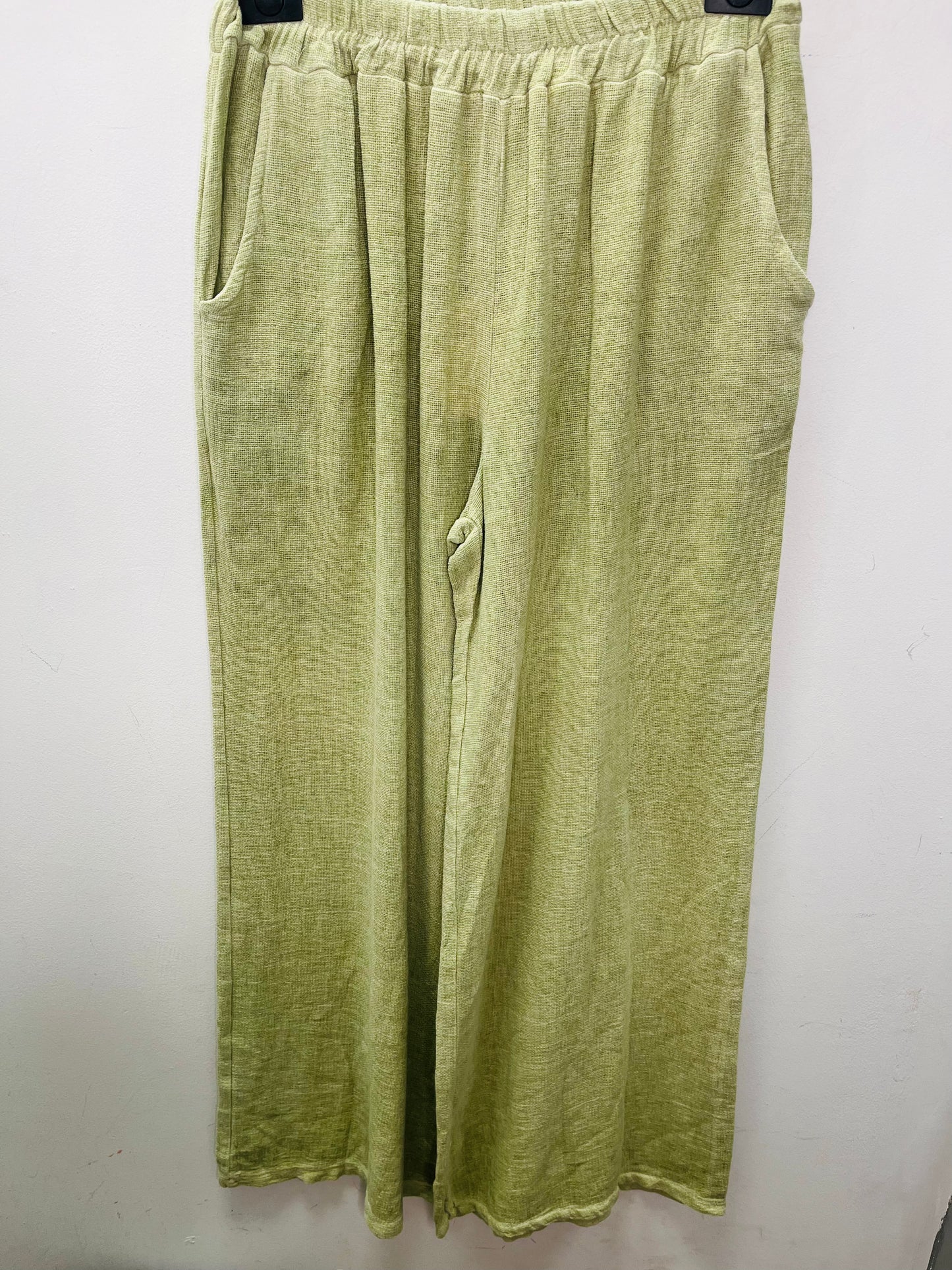 Washed linen wide leg trousers