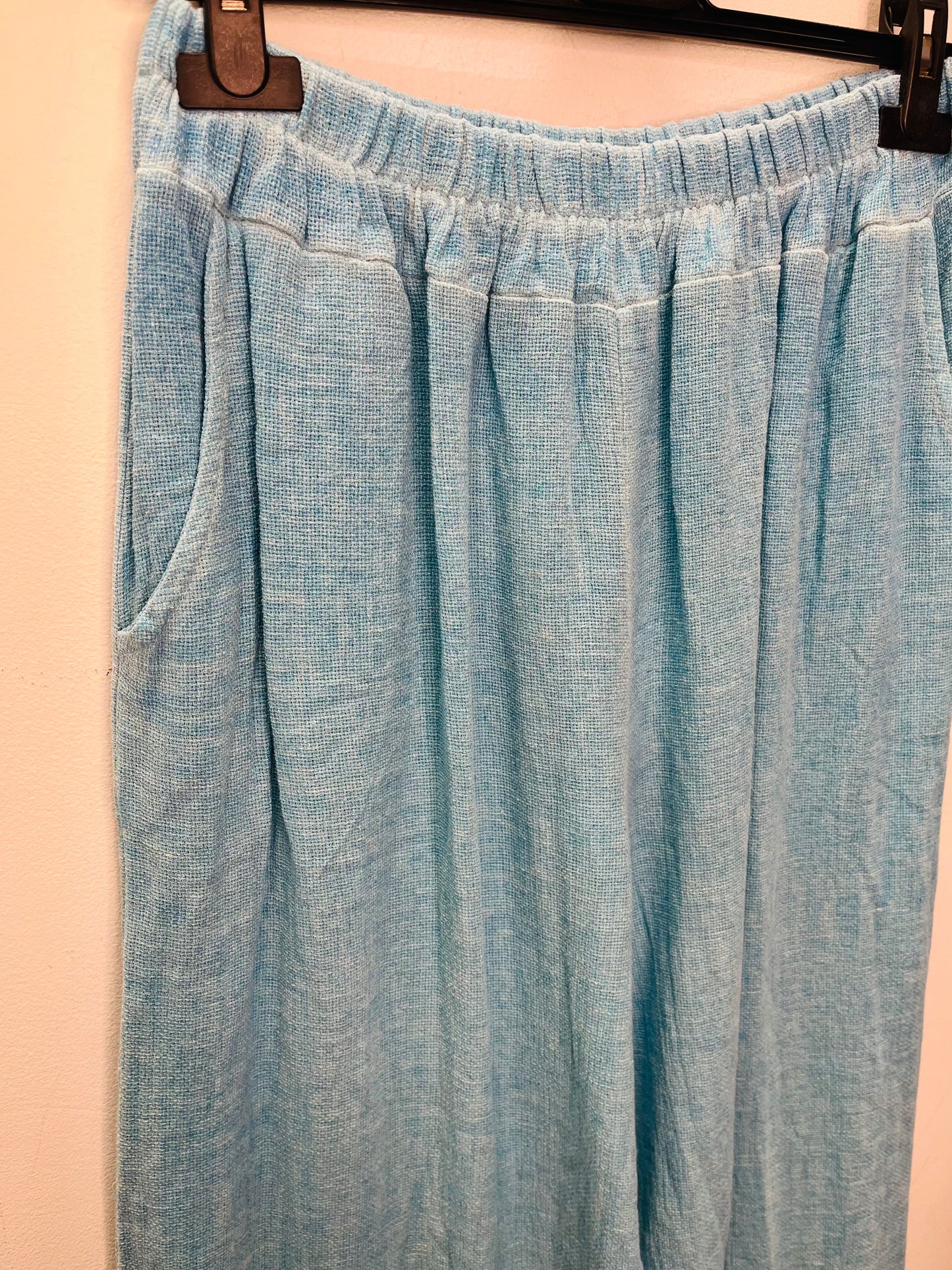 Washed linen wide leg trousers