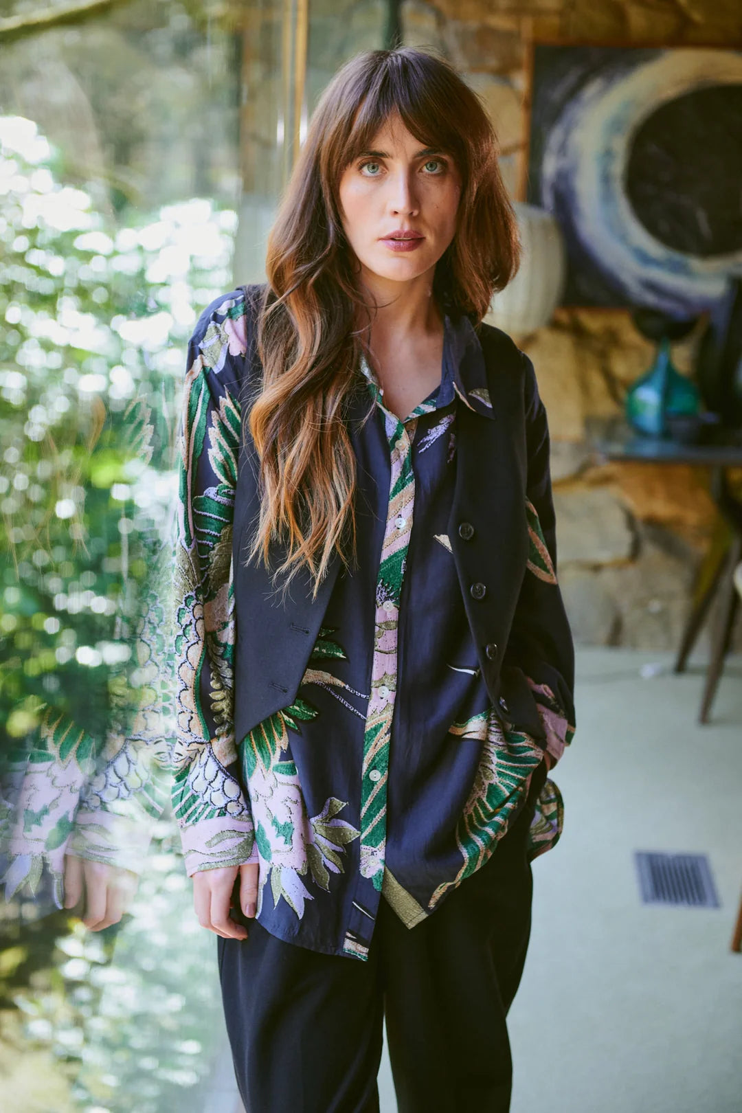 Crane emerald oversized shirt