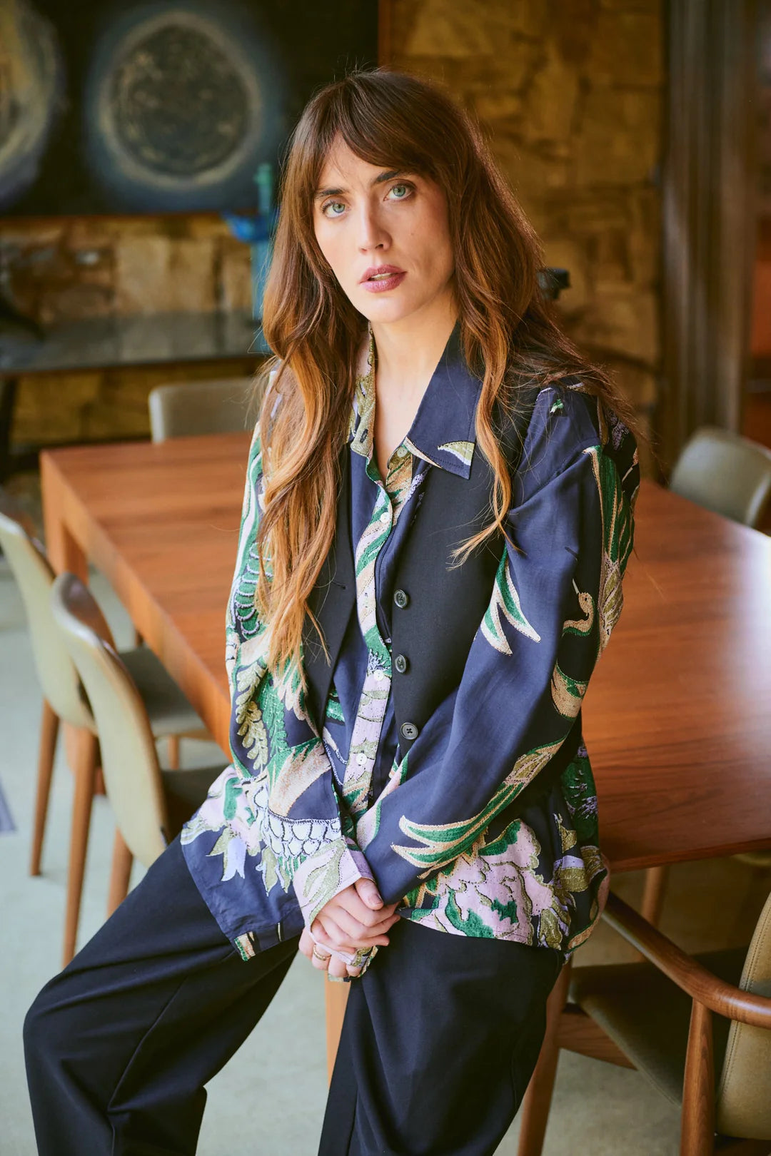 Crane emerald oversized shirt
