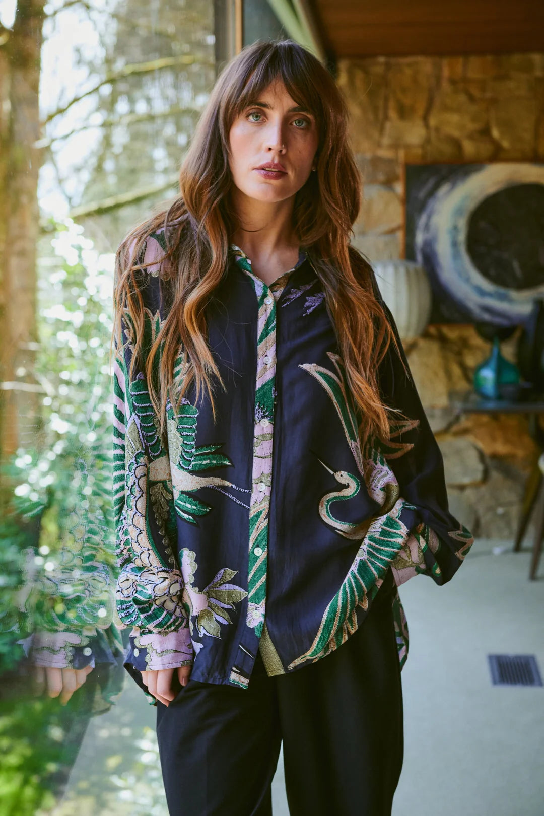Crane emerald oversized shirt