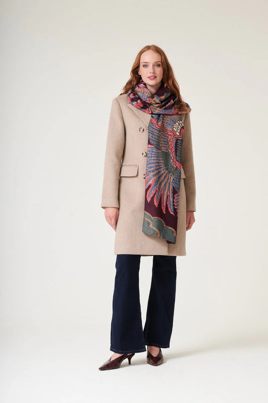 Crane plum scarf