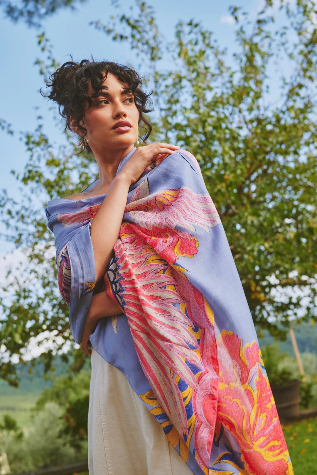 Crane Periwinkle Scarf