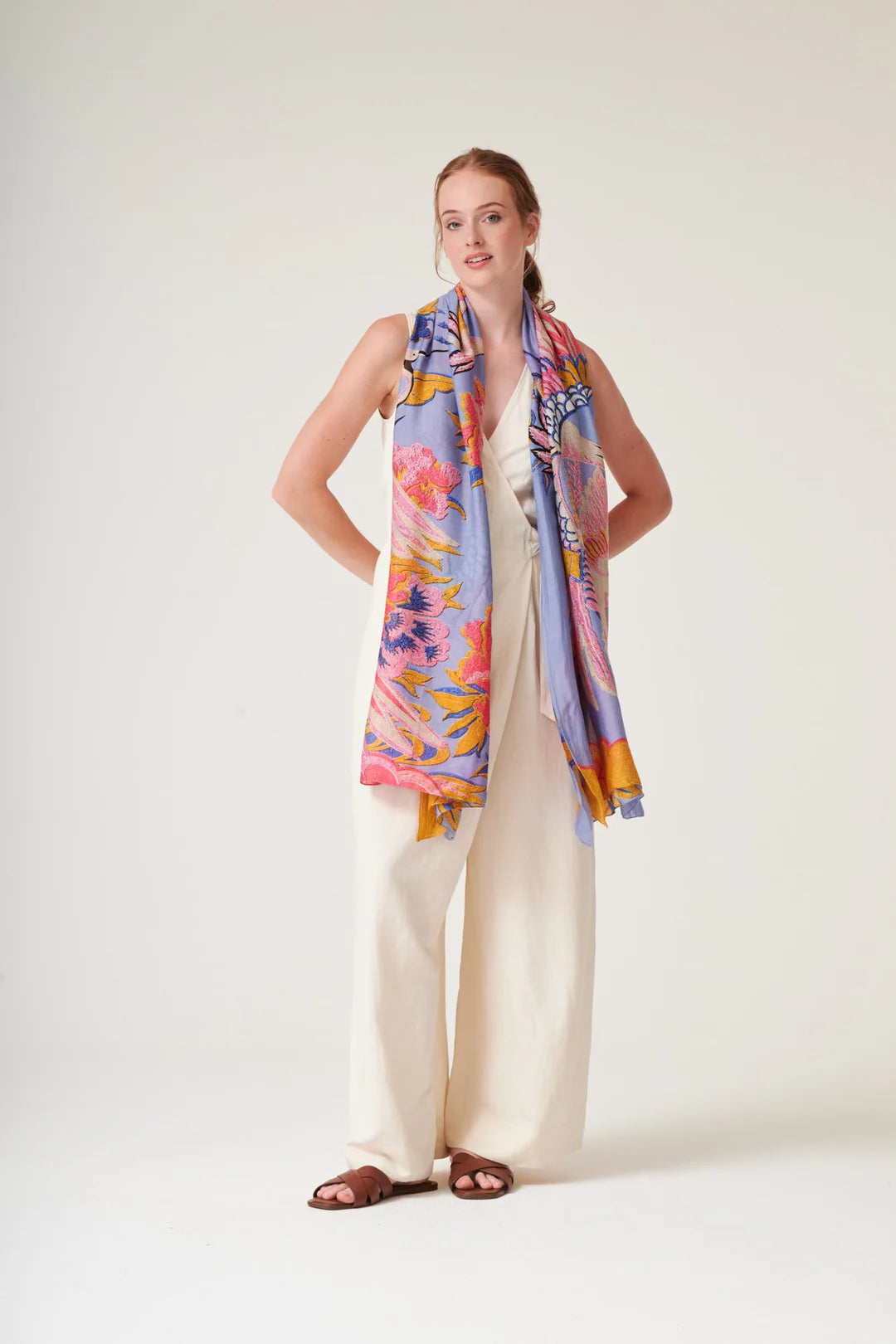 Crane Periwinkle Scarf