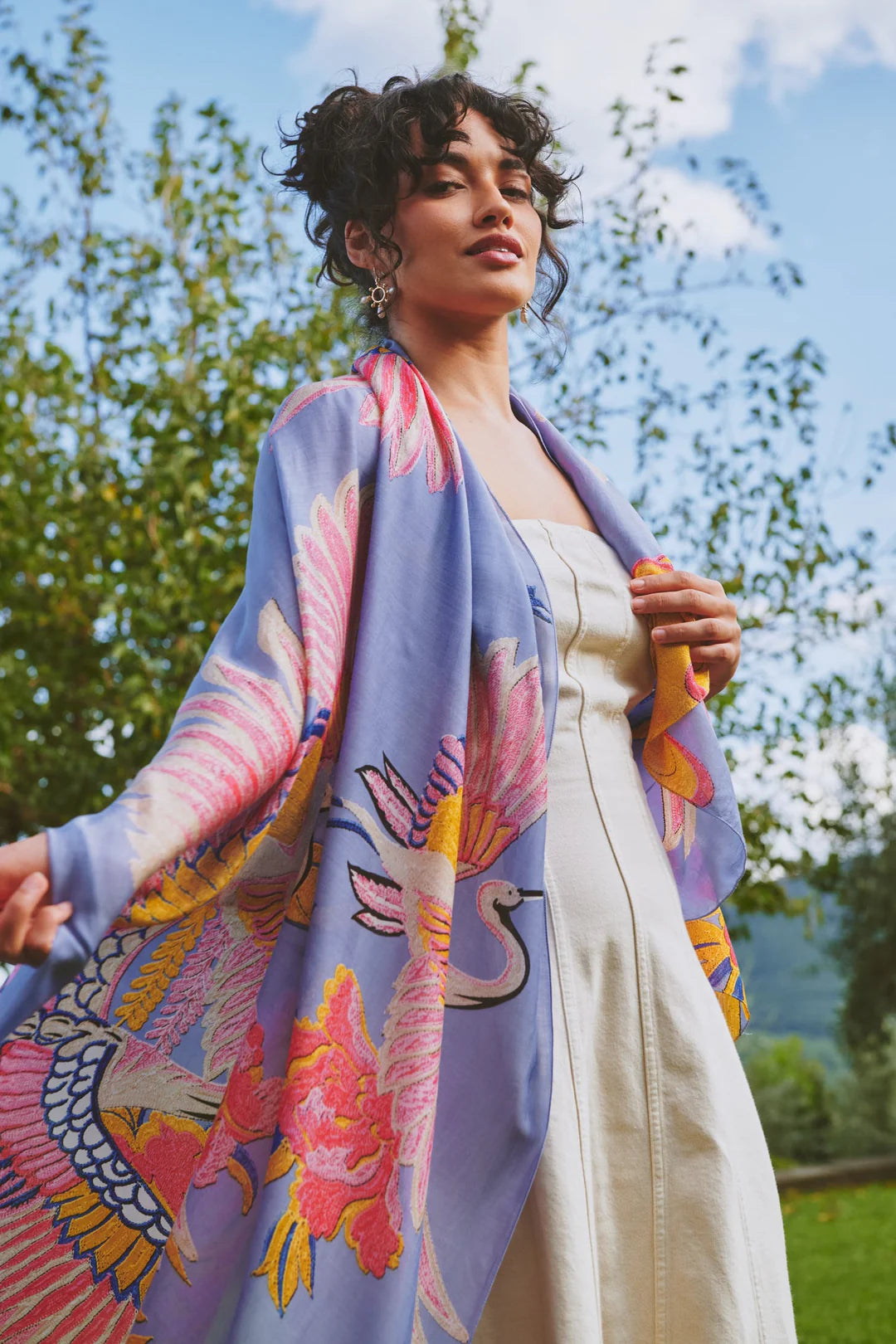 Crane Periwinkle Scarf