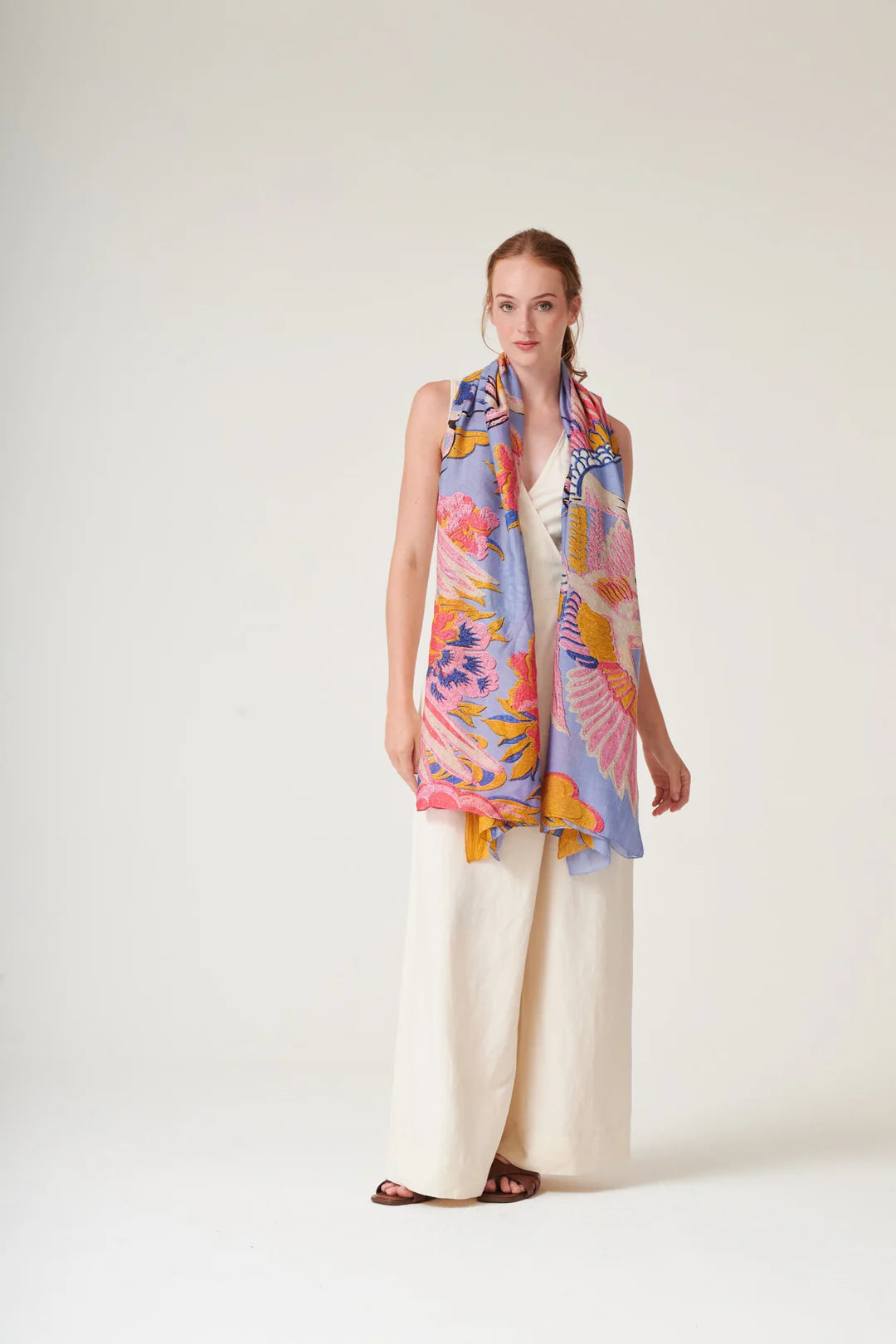 Crane Periwinkle Scarf