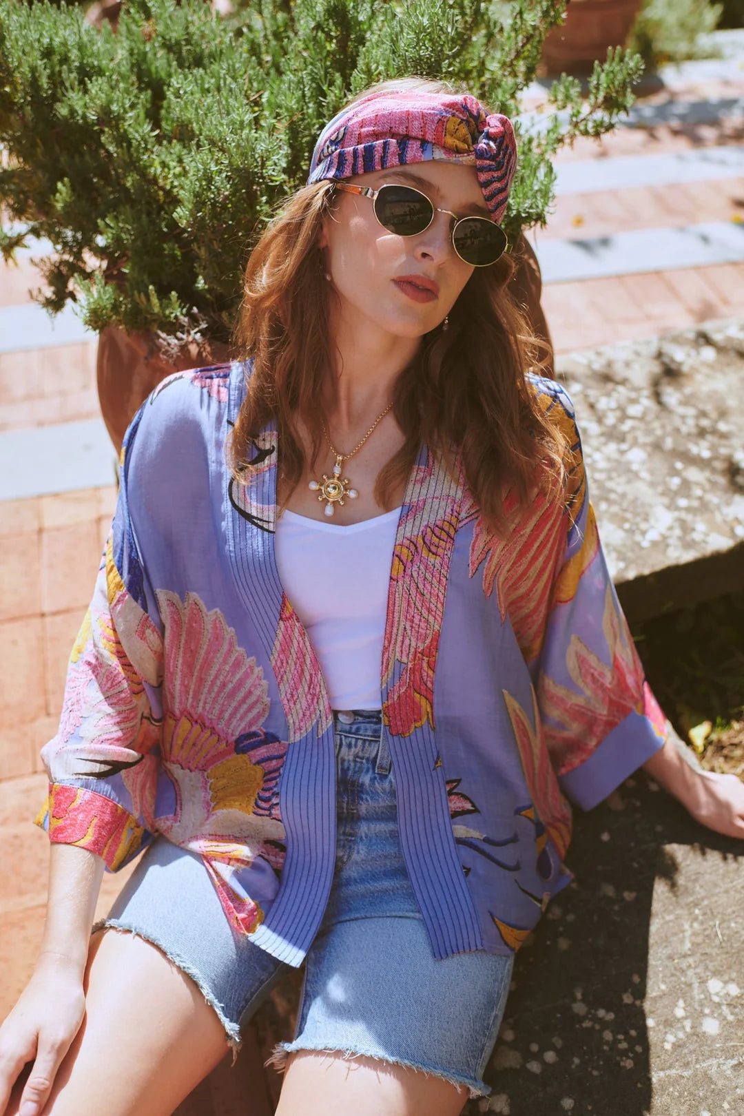 Crane Periwinkle Kimono