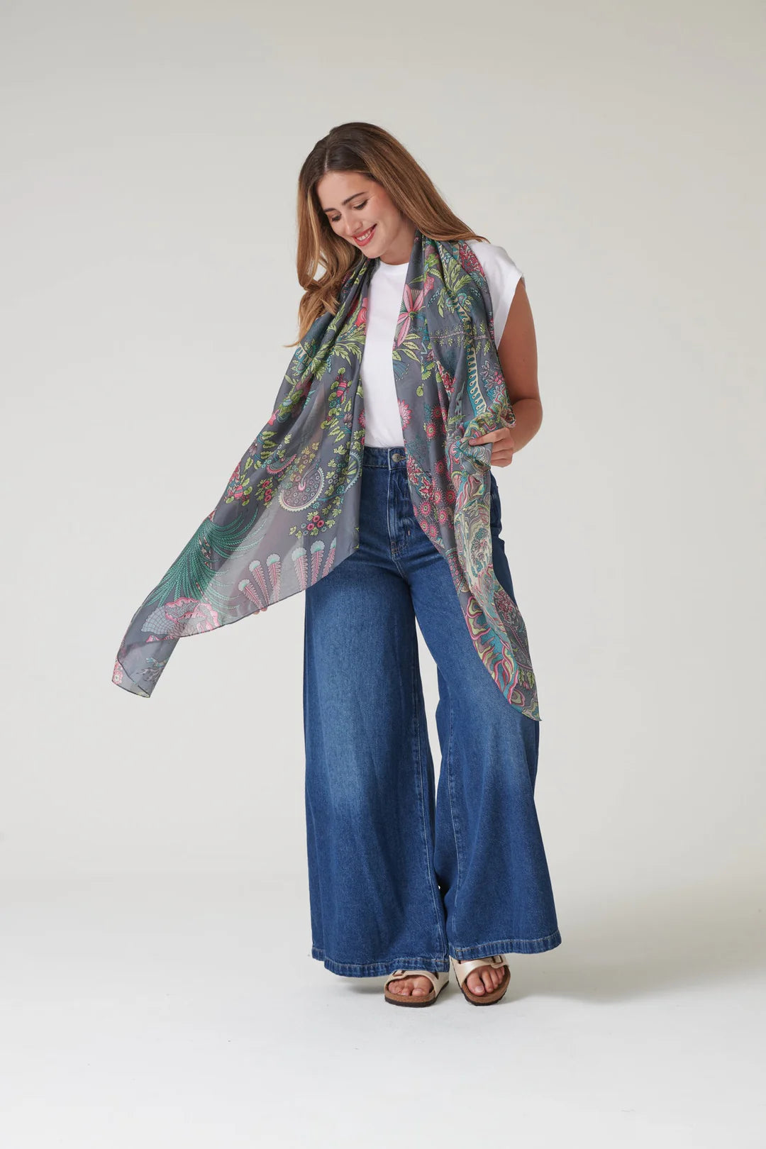 Boho Garden Grey Scarf