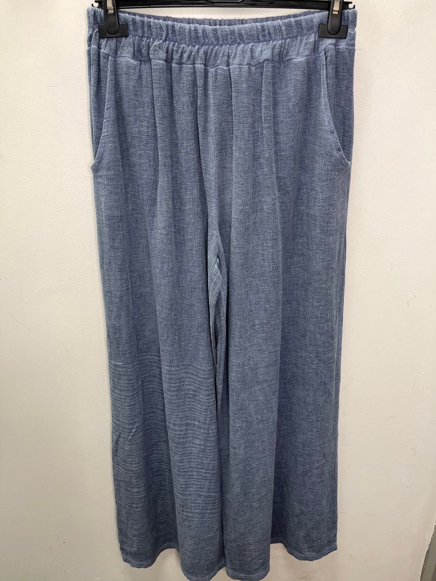 Washed linen wide leg trousers
