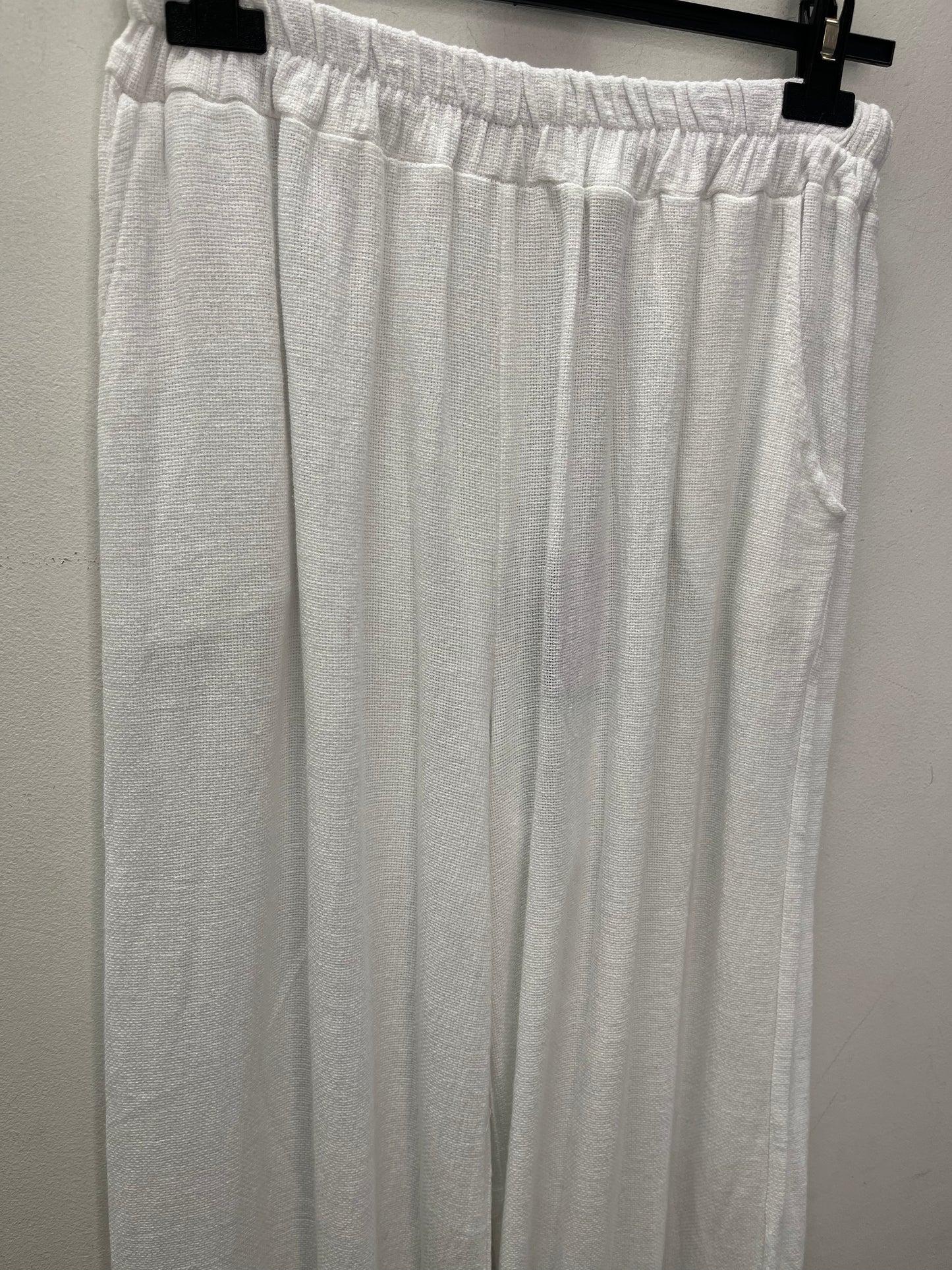 Washed linen wide leg trousers
