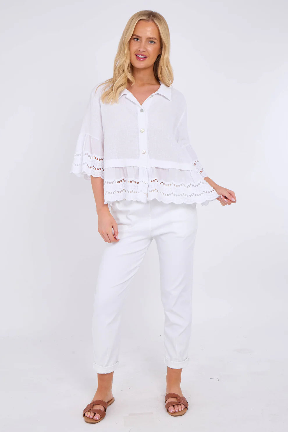 Washed linen Iris top