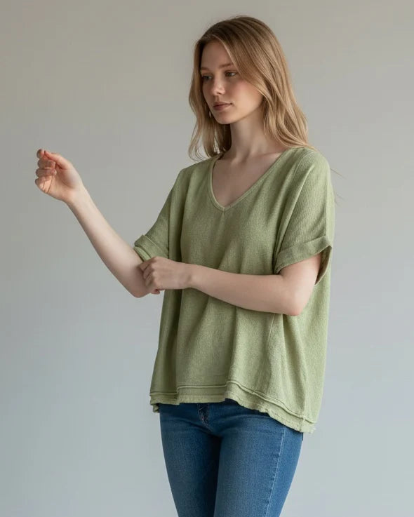 Washed linen Jo top