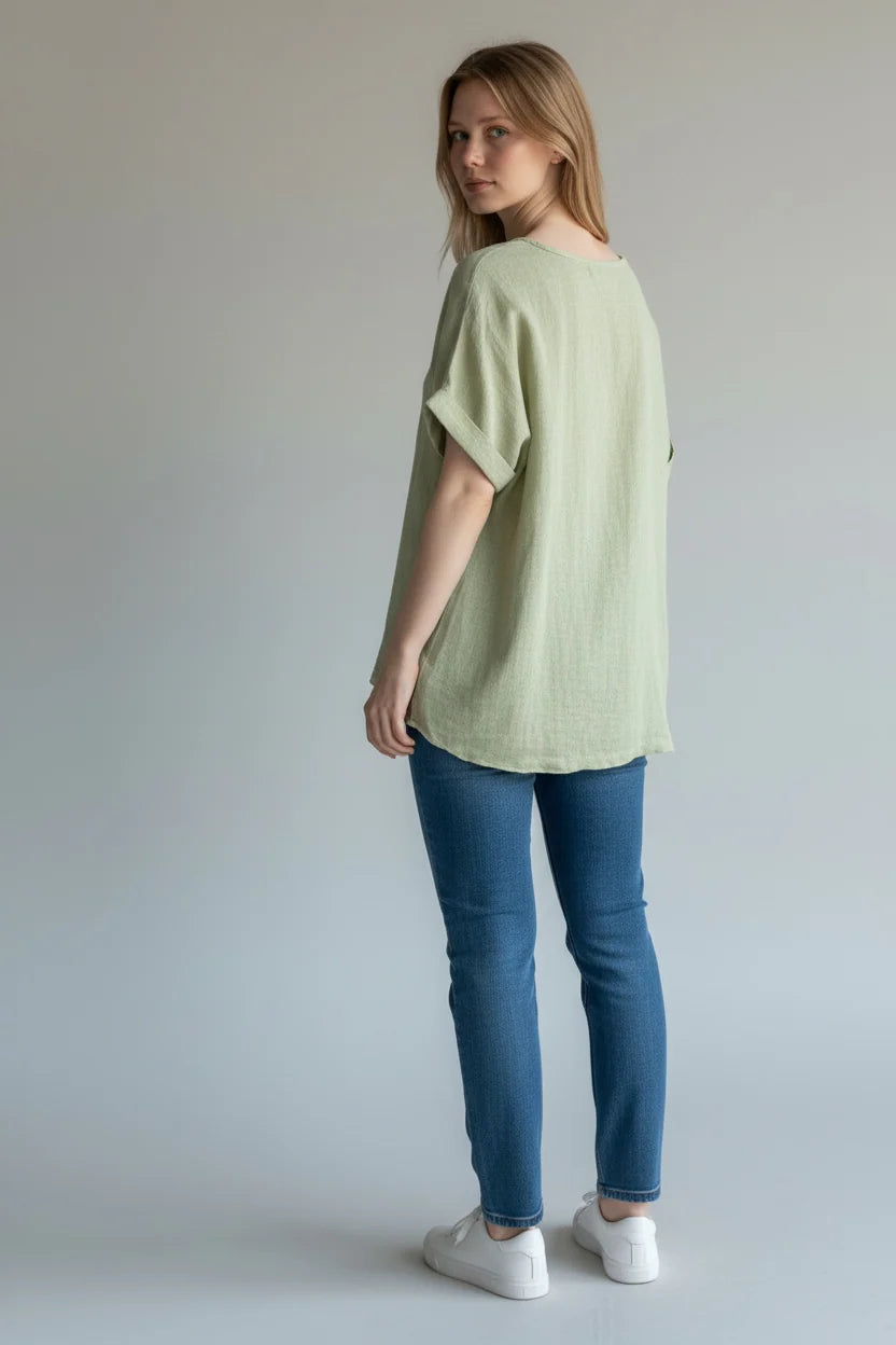 Washed linen Jo top